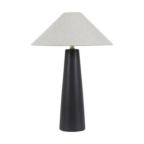 Lorne Canopy Designer Table Lamp - Matt Black - Oatmeal Lighting