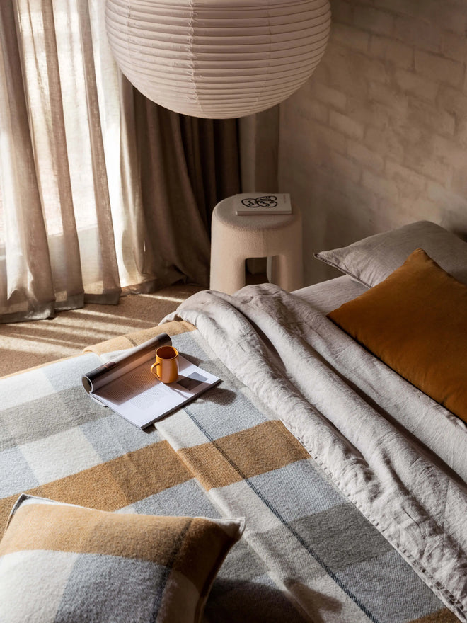 Alby Toffee - Australian Wool Check Cushion Cushions