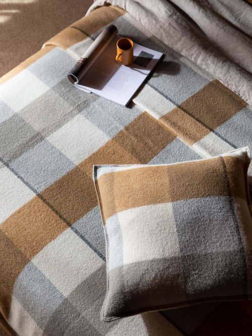 Alby Toffee - Australian Wool Check Cushion Cushions