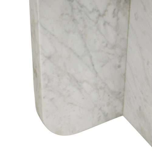 Amara Curve Designer Side Table - Matt White Marble Side Table