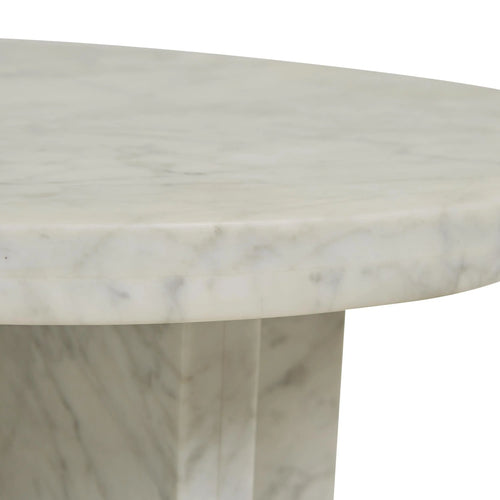 Amara Curve Designer Side Table - Matt White Marble Side Table