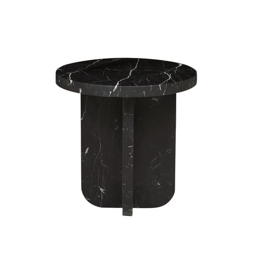 Amara Curve Modern Side Table - Matt Black Marble Side Table