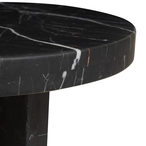 Amara Curve Modern Side Table - Matt Black Marble Side Table