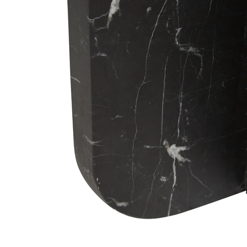 Amara Curve Modern Side Table - Matt Black Marble Side Table