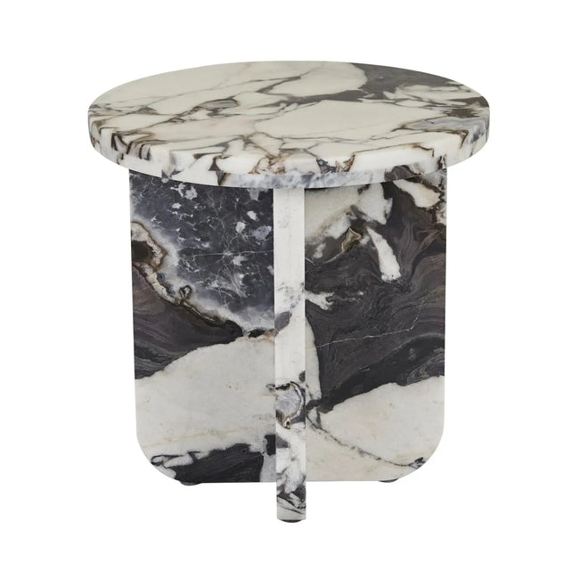 Amara Curve Modern Side Table - Matt Black Marble Side Table