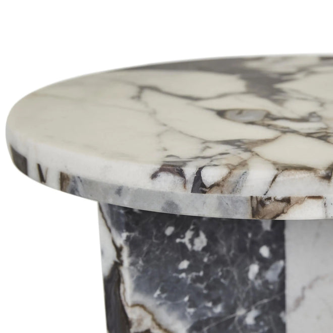 Amara  Designer Curve Side Table - Matt Ocean Marble Side Table