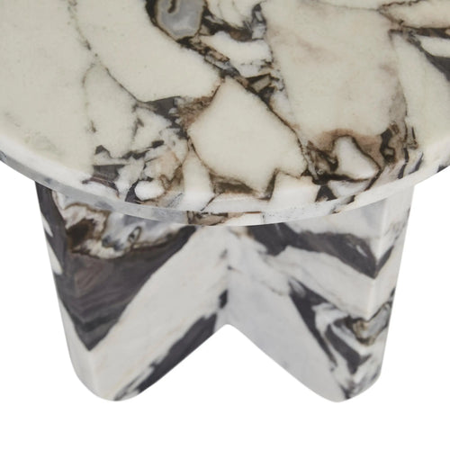 Amara  Designer Curve Side Table - Matt Ocean Marble Side Table