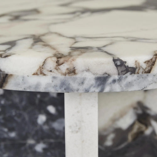 Amara  Designer Curve Side Table - Matt Ocean Marble Side Table