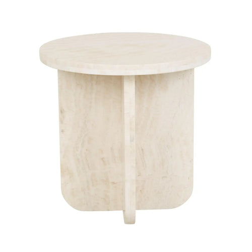 Amara Modern Curve Side Table - Natural Travertine Side Table