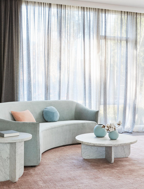 Amara Curve Designer Side Table - Matt White Marble Side Table
