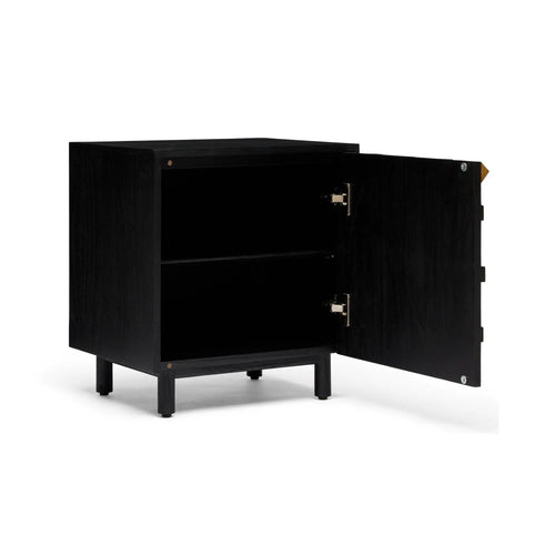Ares Black Lattice Designer Bedside Table - Left Handle Side Table