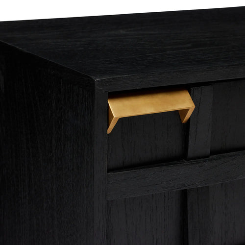 Ares Black Lattice Designer Bedside Table - Left Handle Side Table