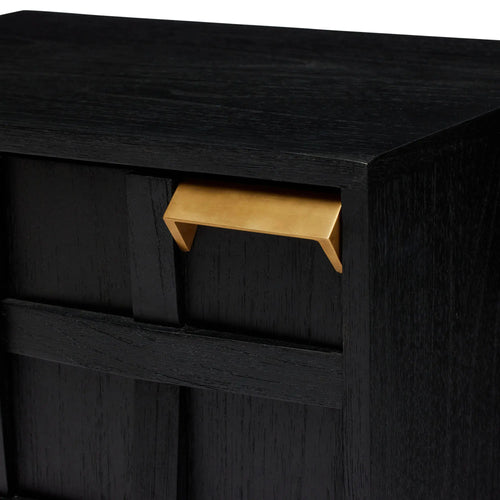 Ares Black Lattice Designer Bedside Table - Right Handle Side Table