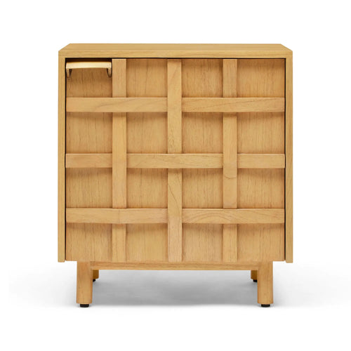 Ares Natural Lattice Designer Bedside Table - Left Handle Bedside Table