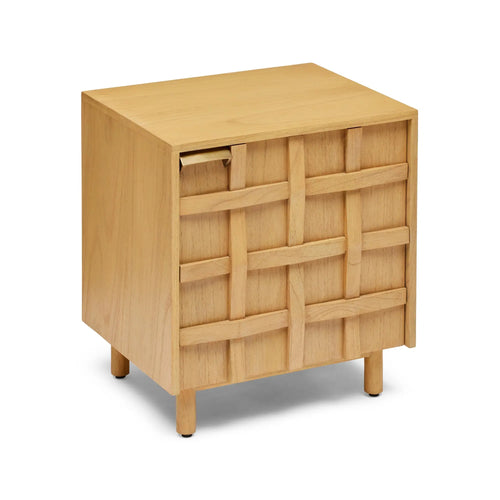 Ares Natural Lattice Designer Bedside Table - Left Handle Bedside Table