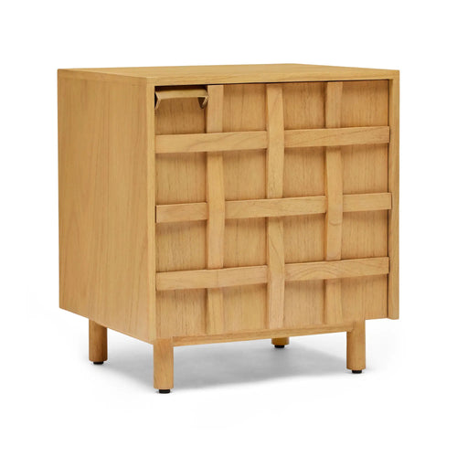 Ares Natural Lattice Designer Bedside Table - Left Handle Bedside Table