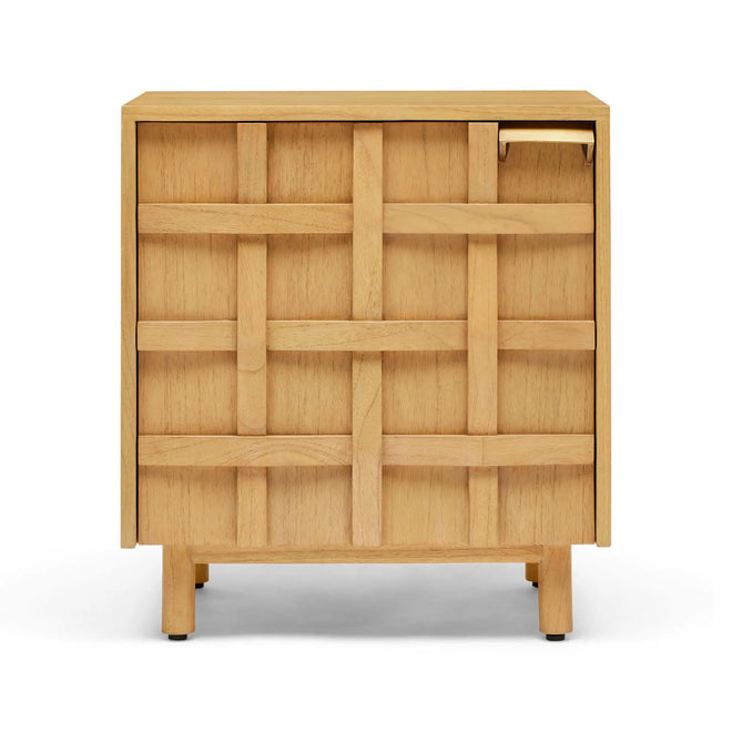 Ares Natural Lattice Designer Bedside Table - Right Handle Side Table