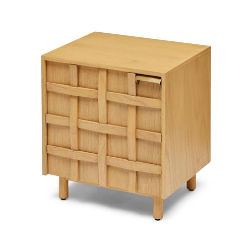 Ares Natural Lattice Designer Bedside Table - Right Handle Bedside Table