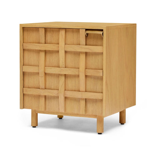 Ares Natural Lattice Designer Bedside Table - Right Handle Bedside Table