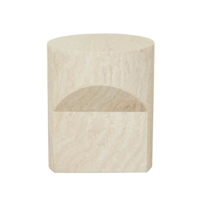 Atlas Pinnacle Designer Side Table - Natural Travertine Side Table