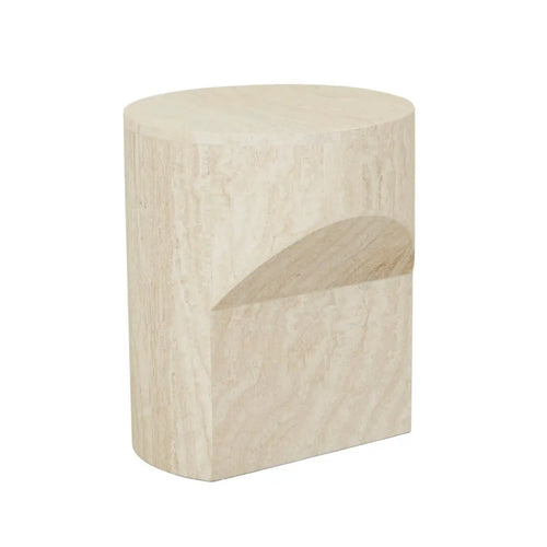 Atlas Pinnacle Designer Side Table - Natural Travertine Side Table