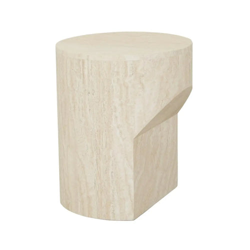 Atlas Pinnacle Designer Side Table - Natural Travertine Side Table
