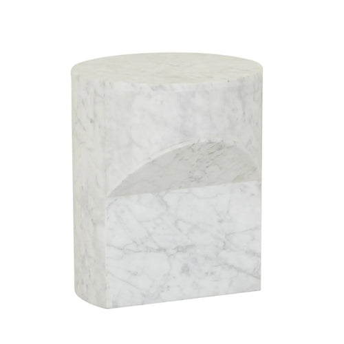 Atlas Pinnacle Designer Side Table - White Marble Side Table