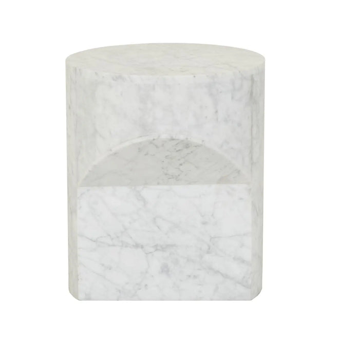Atlas Pinnacle Designer Side Table - White Marble Side Table