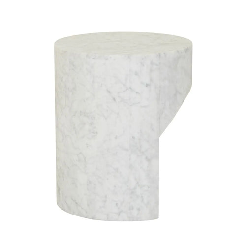 Atlas Pinnacle Designer Side Table - White Marble Side Table