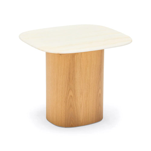 Axel Modern Side Table with Marble Top - Oak Side Table