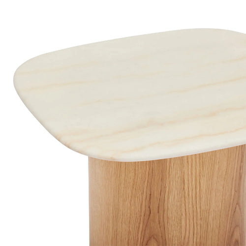 Axel Modern Side Table with Marble Top - Oak Side Table