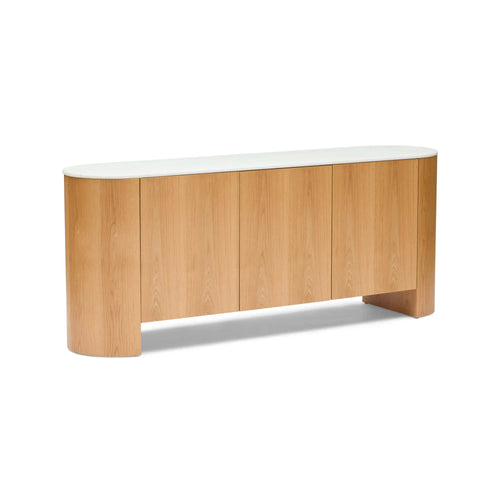 Axel Natural Oak & Marble Curved Sideboard Buffets