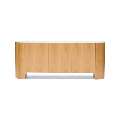 Axel Natural Oak & Marble Curved Sideboard Buffets