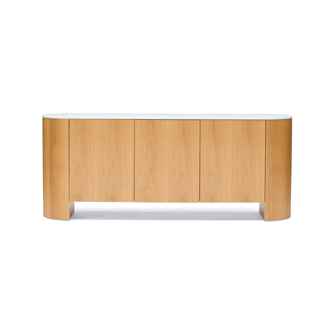 Axel Natural Oak & Marble Curved Sideboard Buffets