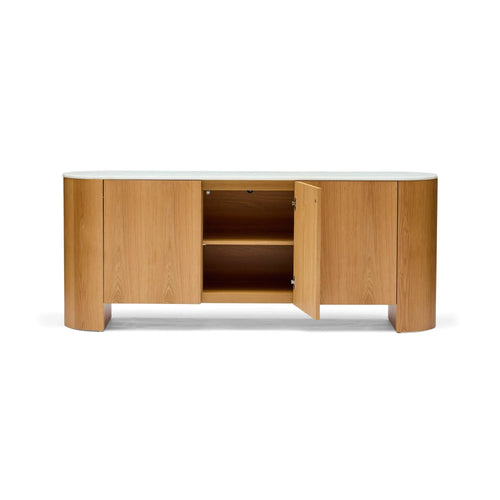 Axel Natural Oak & Marble Curved Sideboard Buffets