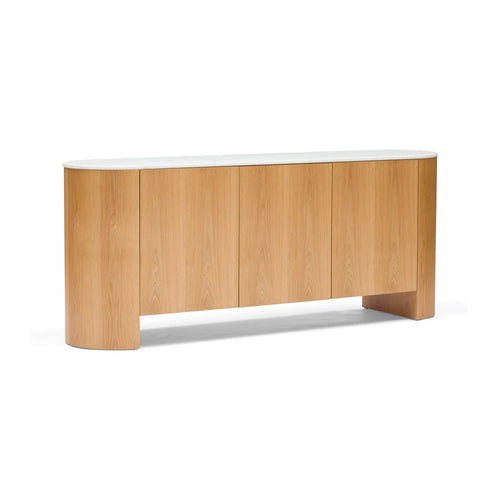 Axel Natural Oak & Marble Curved Sideboard Buffets