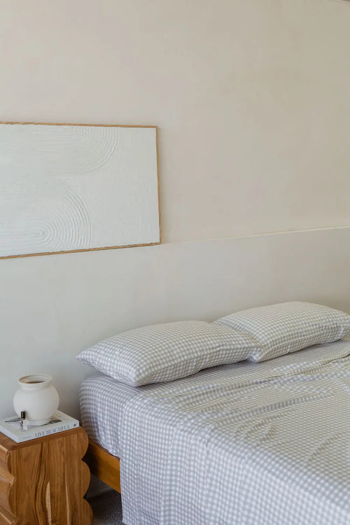 Bamboo Sheet Set Olive Gingham Bed Sheets