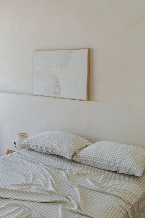 Bamboo Sheet Set Olive Gingham Bed Sheets