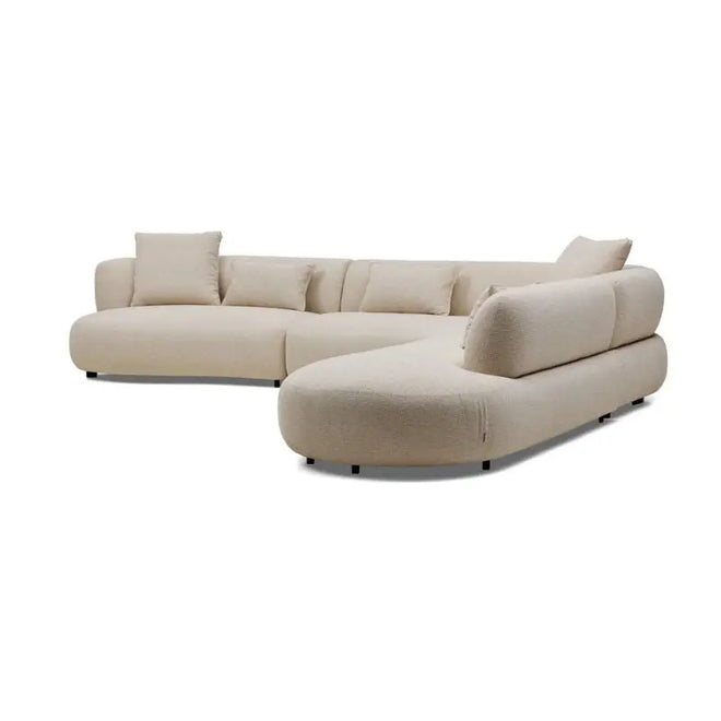 Beni Modular Modern Curved Sofa - Beige - Right Hand Chaise Sofa