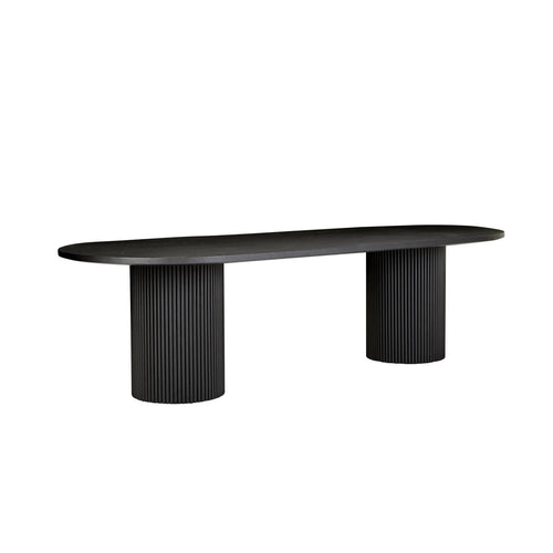 Benjamin Ripple Designer Oval Dining Tables - Matt Black - 10 Seater Dining Table