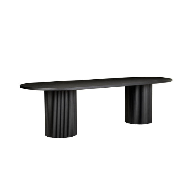 Benjamin Ripple Designer Oval Dining Tables - Matt Black - 10 Seater Dining Table