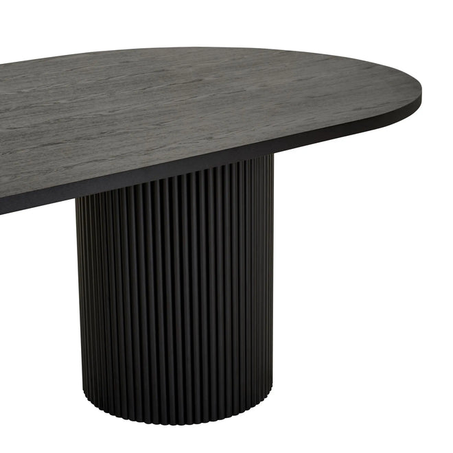 Benjamin Ripple Designer Oval Dining Tables - Matt Black - 10 Seater Dining Table