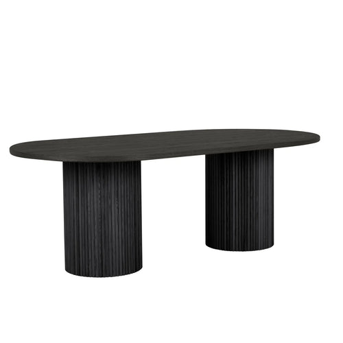 Benjamin Ripple Modern Oval Dining Tables - Matt Black - 8 Seater Dining Table