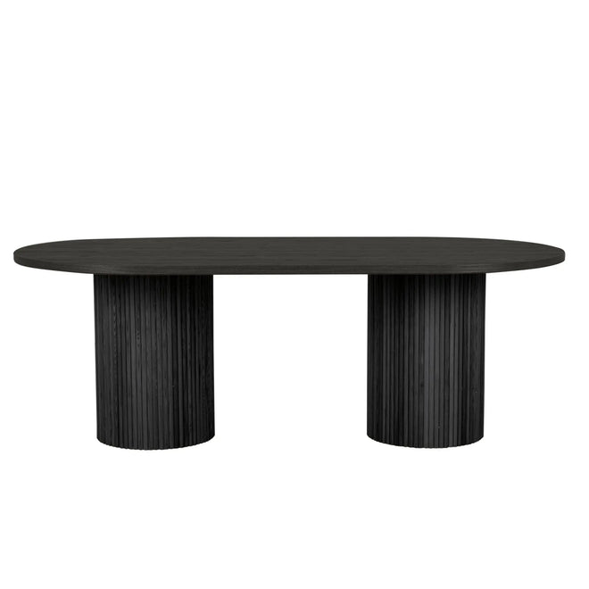 Benjamin Ripple Modern Oval Dining Tables - Matt Black - 8 Seater Dining Table