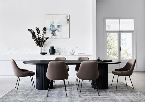 Benjamin Ripple Designer Oval Dining Tables - Matt Black - 10 Seater Dining Table