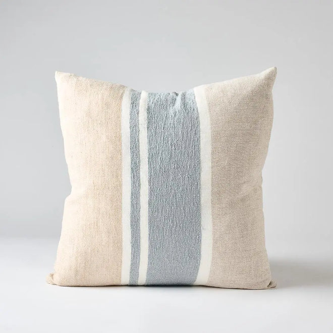 Magnus Linen Cushion - Natural/Blue Cushion