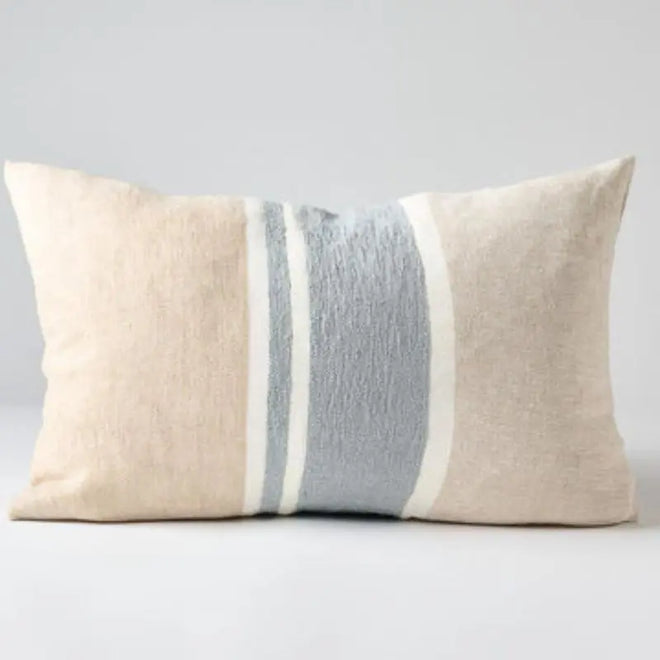 Magnus Linen Cushion - Natural/Blue Cushion