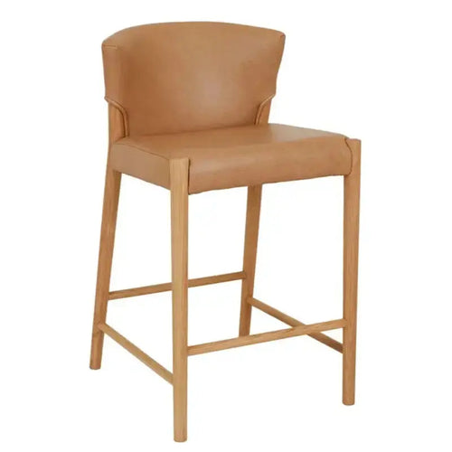 Buy Sketch Ronda Barstool - Pecan Leather - Light Oak Kitchen / Bar Stool