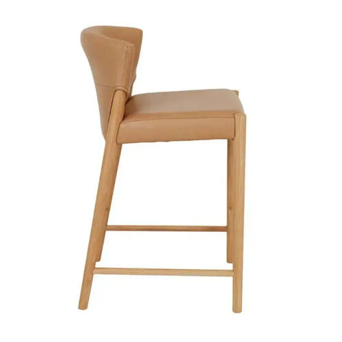 Buy Sketch Ronda Barstool - Pecan Leather - Light Oak Kitchen / Bar Stool
