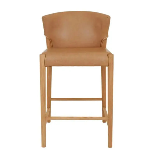 Buy Sketch Ronda Barstool - Pecan Leather - Light Oak Kitchen / Bar Stool